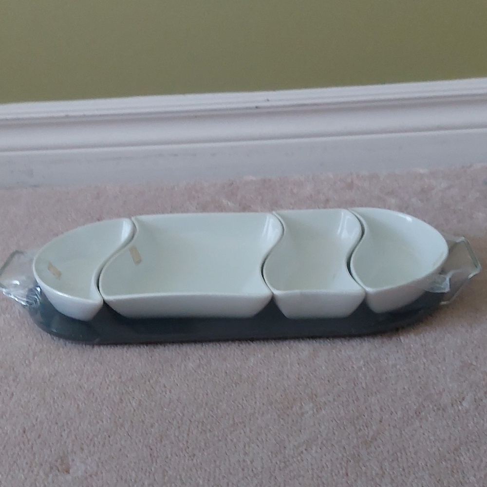 NEW, VERDICI Design, White Ceramic Divided Serving Tray